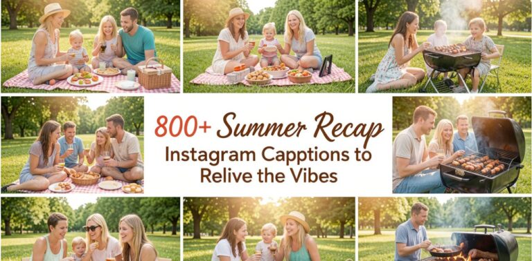 Collection of 800+ Summer Recap Instagram Captions designed to relive summer vibes, memories, sunsets, travel moments, beach days, and fun experiences in a stylish and engaging social media format