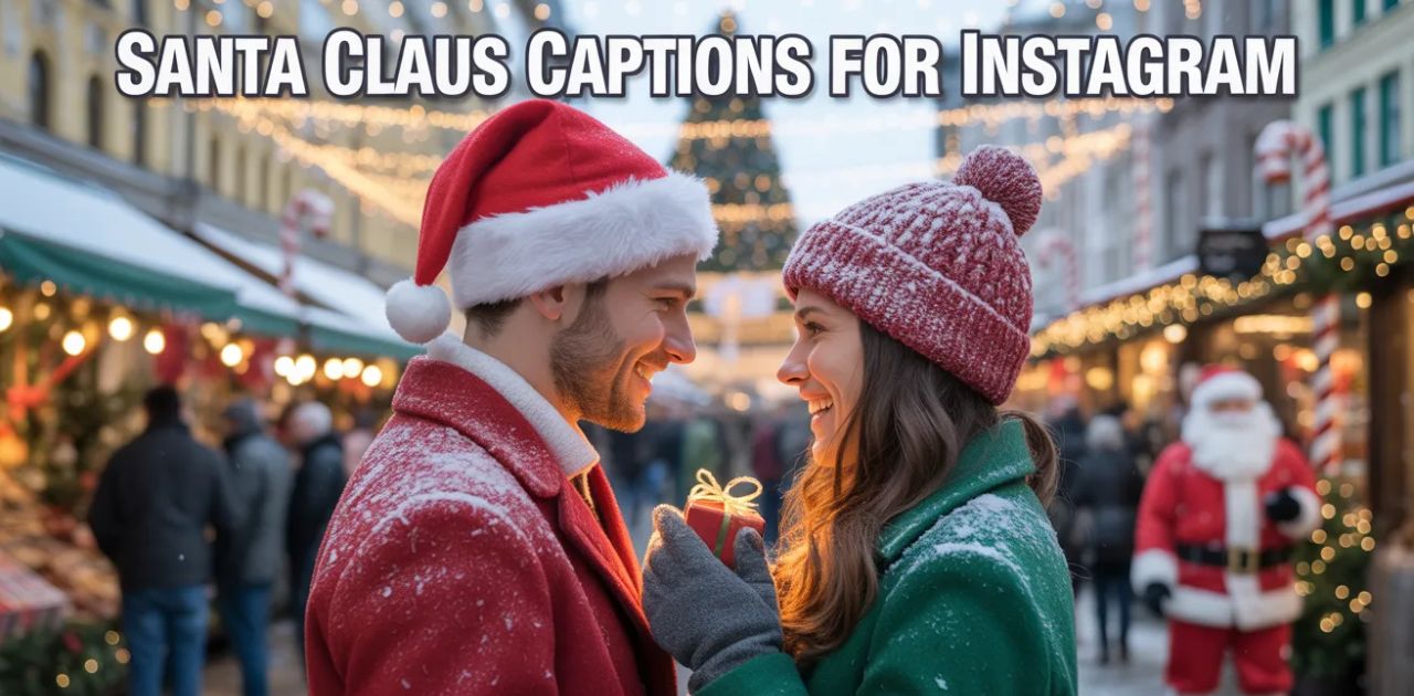 980+ Santa Claus Captions for Instagram | Heartwarming,” featuring Christmas-themed caption ideas inspired by Santa Claus, holiday cheer, winter vibes, and joyful seasonal moments perfect for Instagram posts.