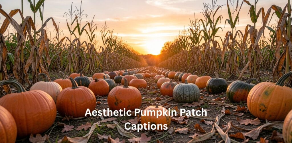 Dreamy pumpkin patch with soft autumn colors, cozy seasonal details, stylish fall scenery, and warm vibes representing Aesthetic Pumpkin Patch Captions.