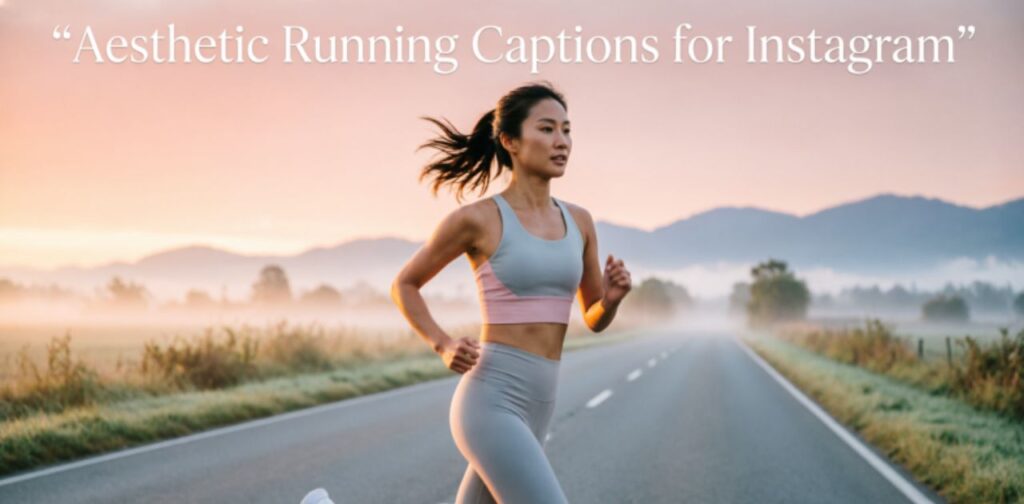 Aesthetic Running Captions for Instagram image with dreamy runners and soft fitness vibes.”