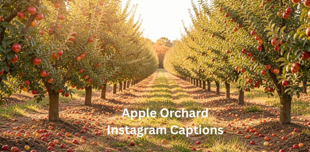 Apple Orchard Instagram Captions featuring a collection of creative, aesthetic, and seasonal caption ideas inspired by scenic apple orchards, fall harvest vibes, nature walks, and cozy outdoor autumn experiences for social media.