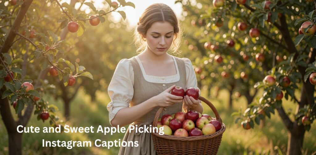 Cute and Sweet Apple Picking Instagram Captions featuring charming, heartwarming, and playful caption ideas inspired by romantic autumn orchard moments, fresh apple harvests, and cozy fall aesthetics for Instagram posts