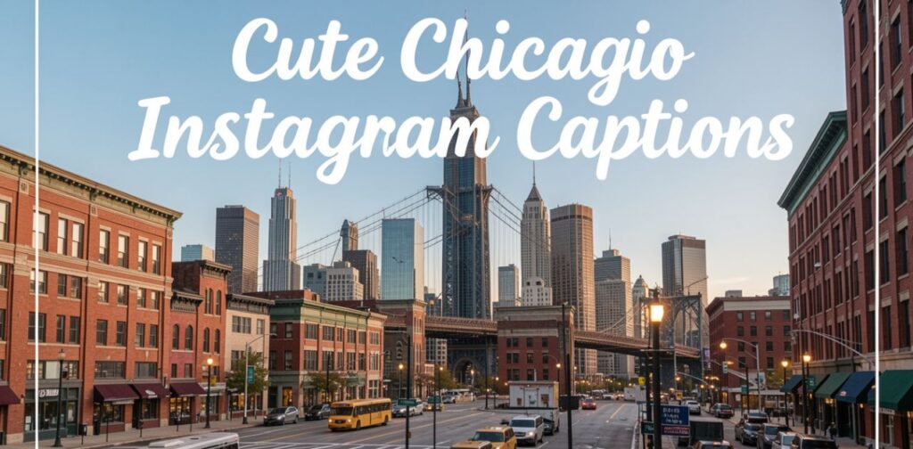 Cute Chicago Instagram captions for social media posts, inspired by the charm of the Windy City, including cozy vibes, skyline views, and Lake Michigan scenery.