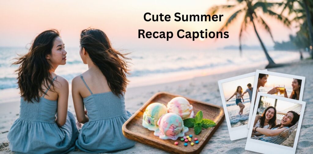 Cute Summer Recap Captions capturing adorable moments, sunny days, beach fun, smiles, and joyful summer memories in a charming Instagram-style vibe