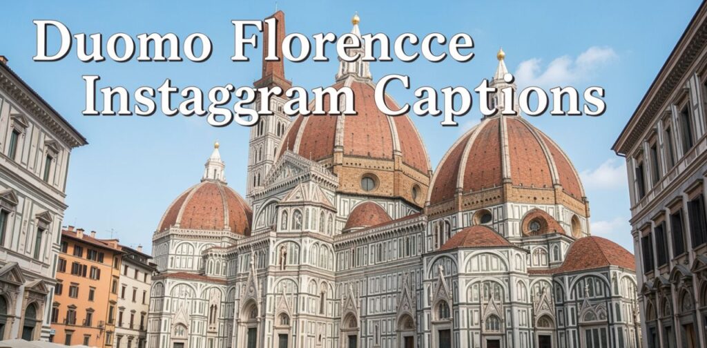 A collection of Instagram captions inspired by the Duomo in Florence, Italy, showcasing its iconic cathedral architecture, Renaissance beauty, and stunning city skyline views, perfect for travel and aesthetic posts.