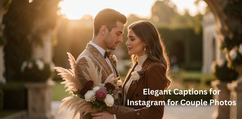 Romantic couple posing together in a stylish setting with soft lighting, capturing love, elegance, and timeless Instagram-worthy moments.