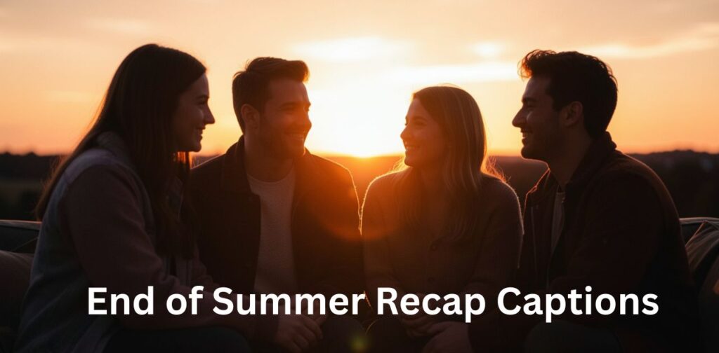 End of Summer Recap Captions capturing sunset beach moments, calm waves, and nostalgic feelings as summer comes to a close.