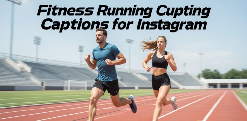 Fitness Running Captions for Instagram image with runners exercising on a track.
