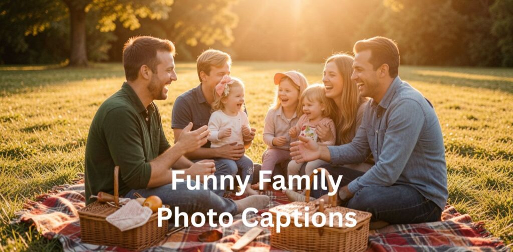 Laughing family making silly memories together with funny expressions and joyful vibes, perfect for Funny Family Photo Captions on Instagram.