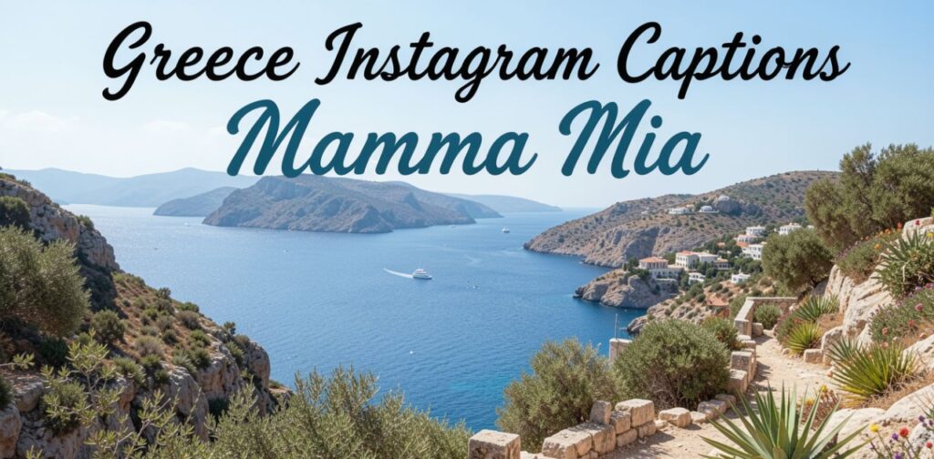 Sunny Greek island vibe for Greece Instagram Captions Mamma Mia