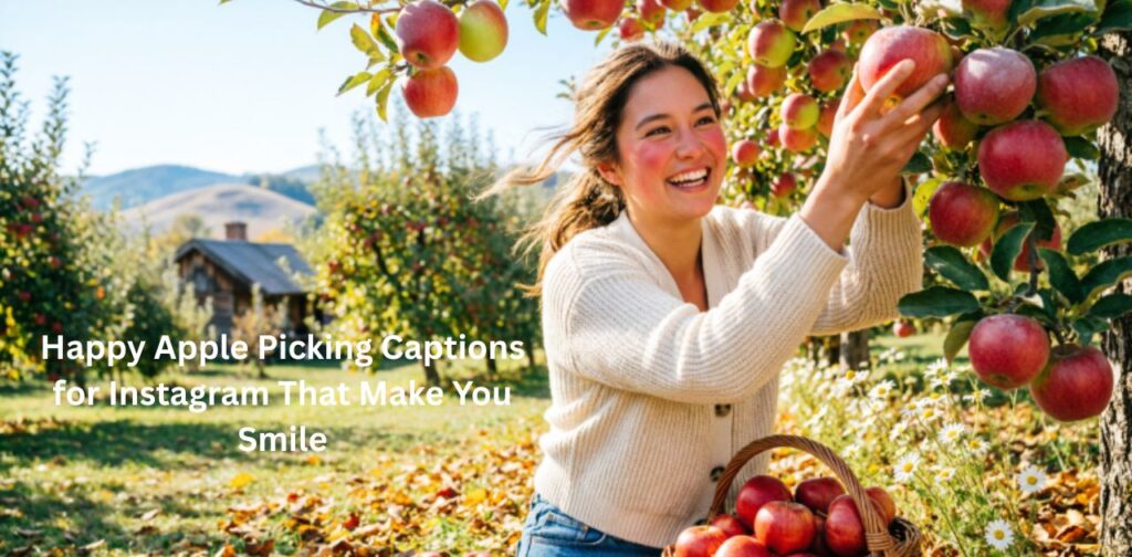 Happy Apple Picking Captions for Instagram That Make You Smile featuring cheerful, fun, and heartwarming caption ideas inspired by joyful apple orchard adventures, autumn harvest moments, cozy fall vibes, and happy memories with friends and family