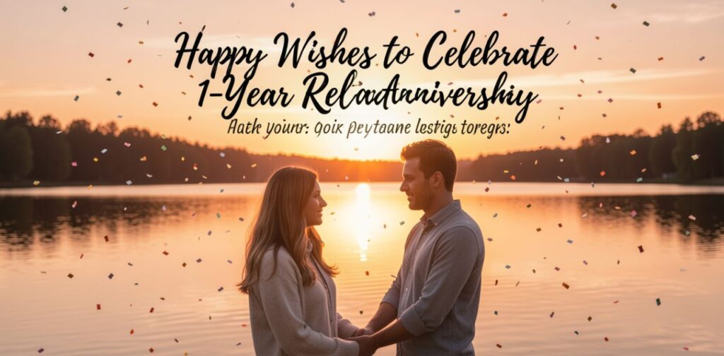 Happy wishes to celebrate 1-year relationship anniversary with romantic love messages, joyful couple moments, and beautiful memories of one year together
