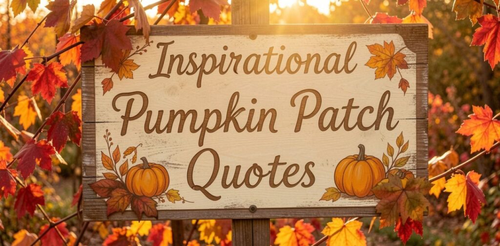 Peaceful pumpkin patch scene with warm autumn light, rustic farm setting, and reflective seasonal mood representing Inspirational Pumpkin Patch Quotes.