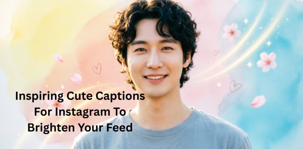 A bright and aesthetic Instagram-style image with a soft pastel background representing inspiring cute captions for Instagram feed.