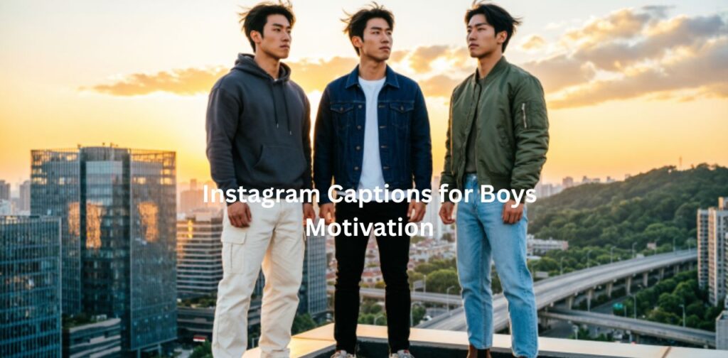 Instagram Captions for Boys Motivation with confident boy chasing success goals.