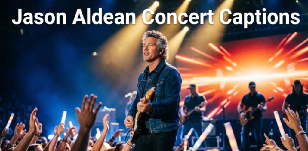 Jason Aldean concert captions featuring fun, energetic, and country music-inspired Instagram captions for live concert moments and fan memories