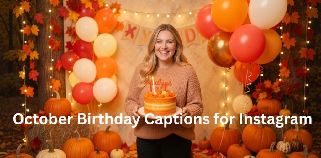 October Birthday Captions for Instagram’ referring to a set of Instagram captions specially created for celebrating birthdays in the month of October with an autumn theme.