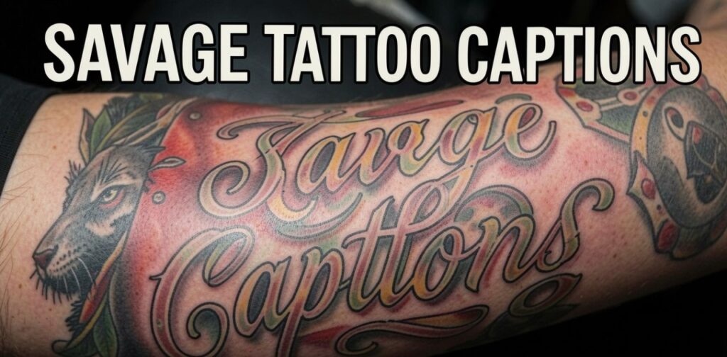 Close-up of edgy tattoos on arm symbolizing savage tattoo captions aesthetic