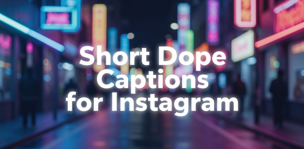 Short Dope Captions for Instagram banner with bold stylish text and trendy vibe