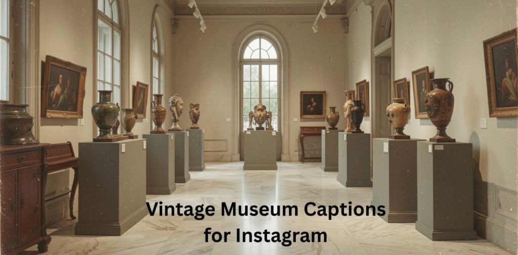 A vintage-themed collection of museum captions for Instagram featuring nostalgic, artistic, and timeless lines perfect for old art exhibits, classic gallery visits, and aesthetic cultural photography posts.