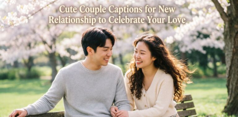 Cute Couple Captions for New Relationship to Celebrate Your Love’ featuring a collection of sweet, romantic captions designed for couples in new relationships to express affection and celebrate their bond