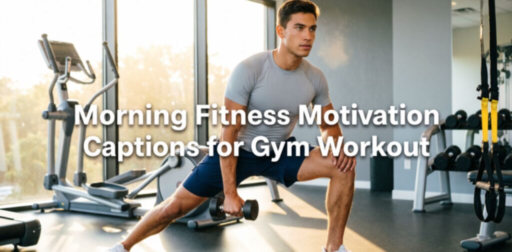 Morning Fitness Motivation Captions for Gym Workout’, representing fresh fitness motivation captions.