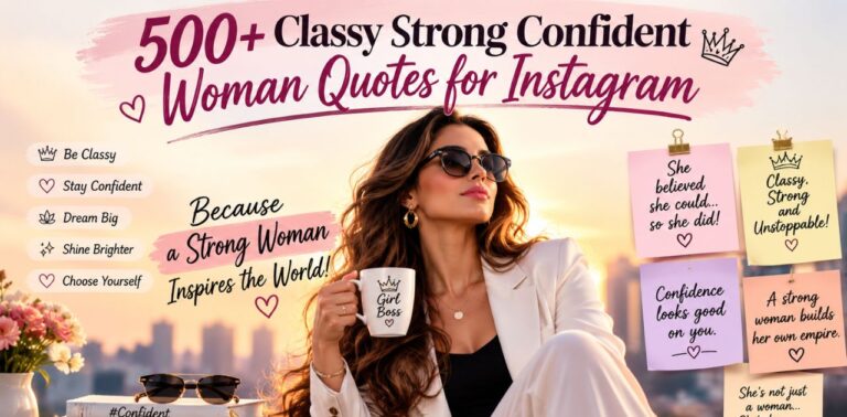 500+ classy, strong, and confident woman quotes for Instagram captions and posts.