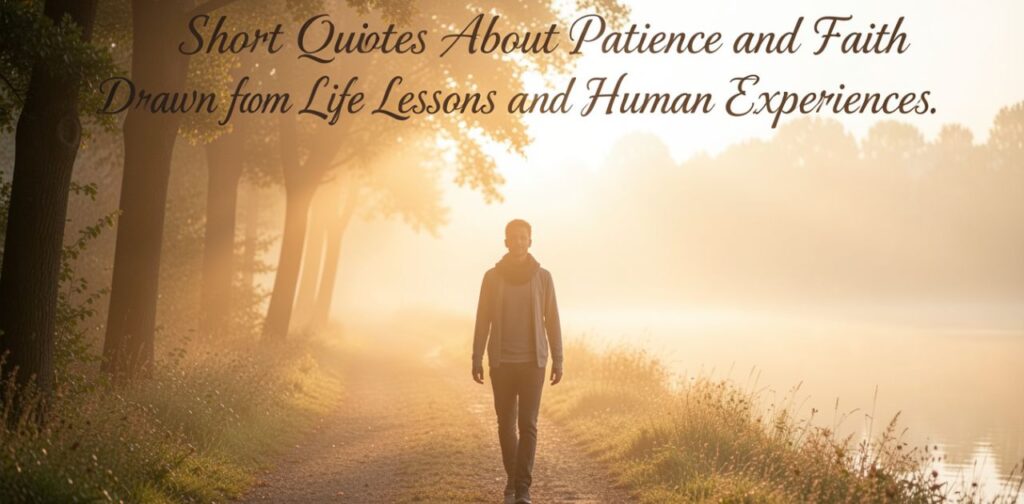 Short quotes about patience and faith inspired by life lessons, human experiences, resilience, hope, and personal growth.